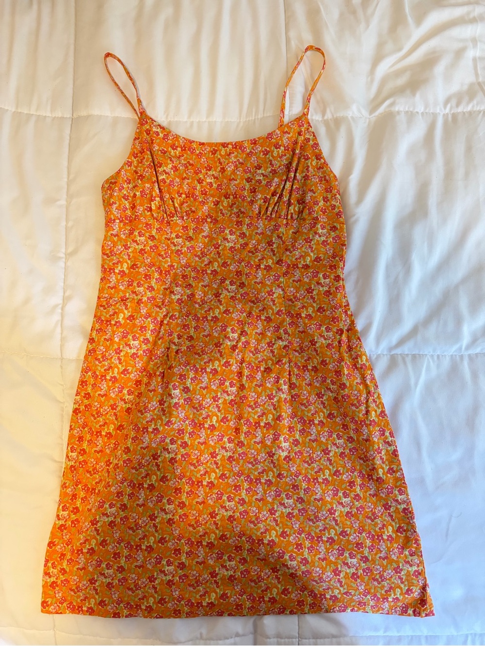 Wild Fable Orange Floral Spaghetti Strap Dress with Pink Accents